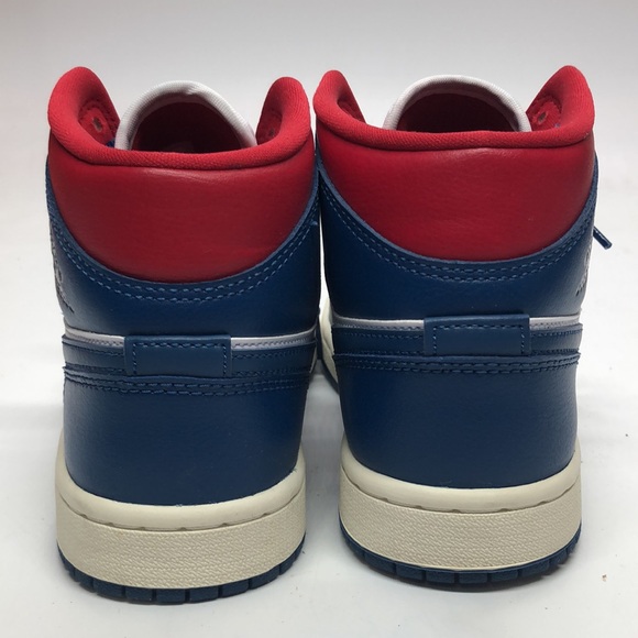 Womens AJ 1 Mid BQ6472-146 Blue/Red USED Creased/Tried on Size 5.5 No Box - Picture 4 of 12